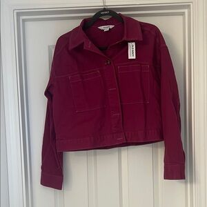 Old Navy Women's Magenta Cropped Jean Jacket